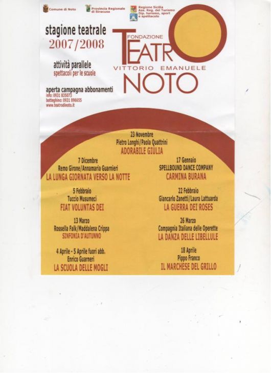 Stagione teatrale 2007/2008 Teatro di Noto